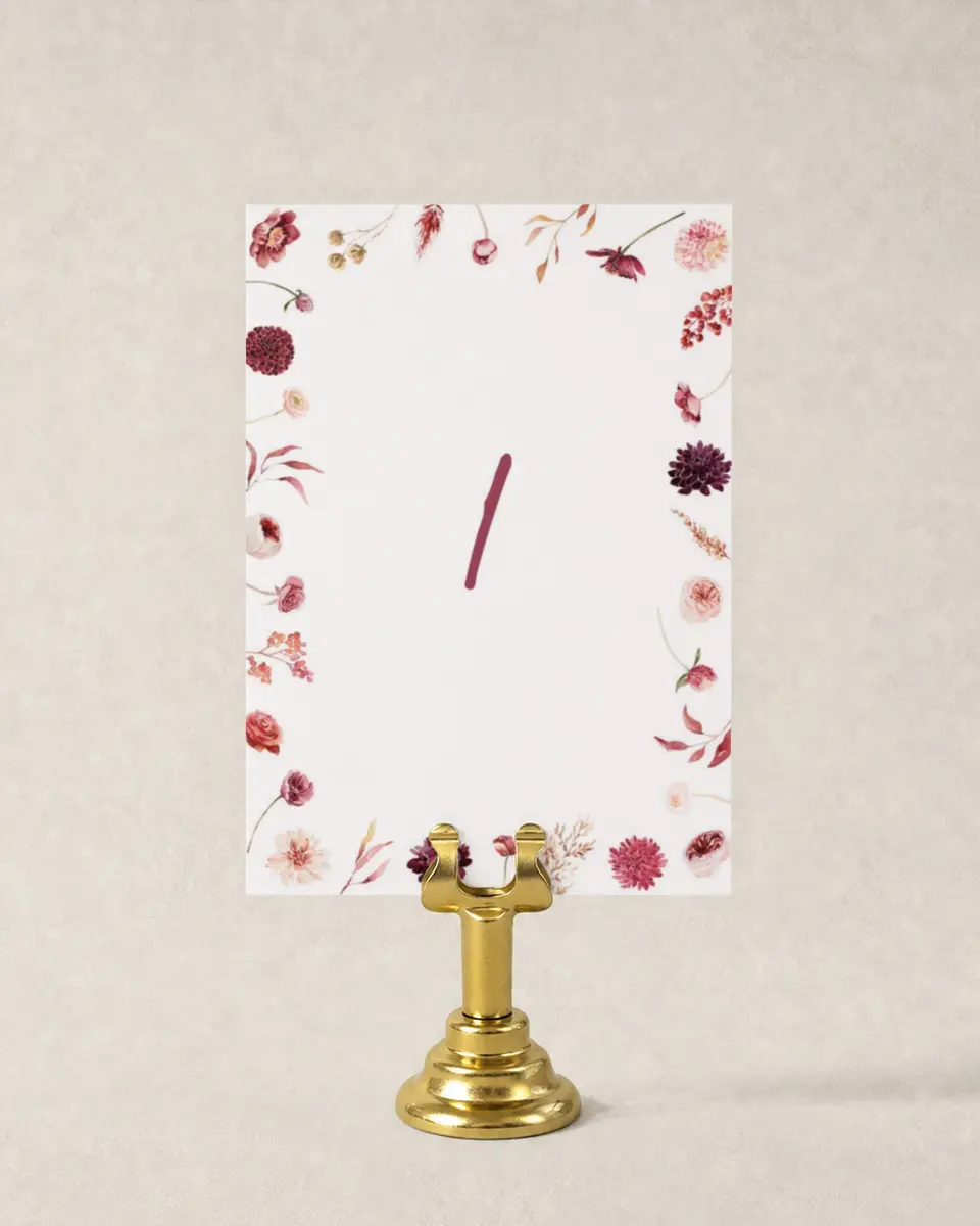 This is a 3½" x 5" Wedding Table Number called Mauvelous printed in full color