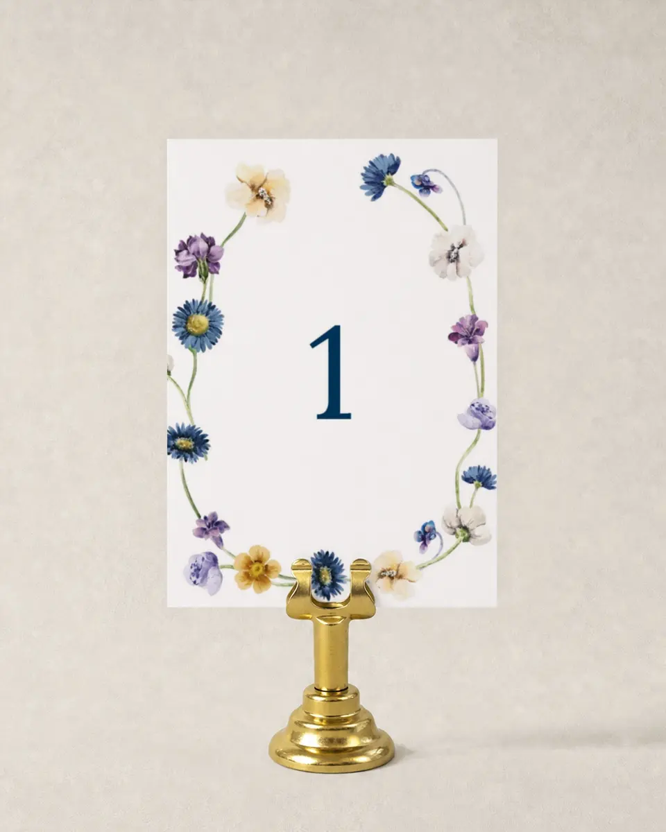 This is a 3½" x 5" Wedding Table Number called Wildest Dream printed in full color