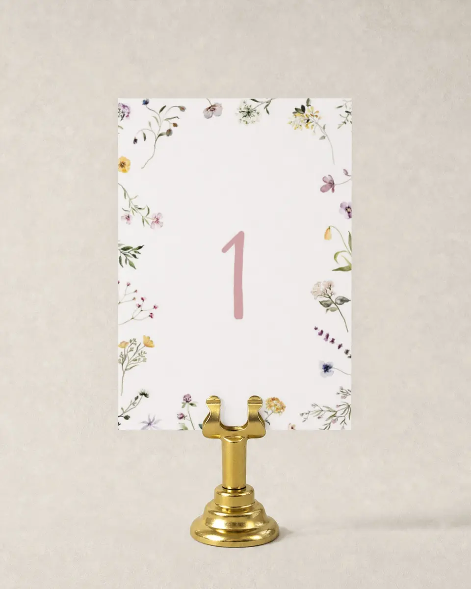 This is a 3½" x 5" Wedding Table Number called Efflorescence printed in full color