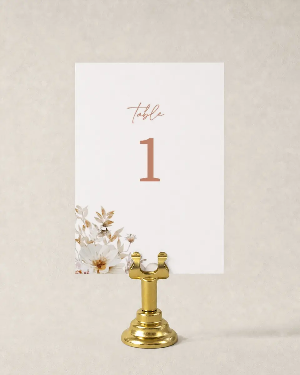 This is a 3½" x 5" Wedding Table Number called Petal Perfect printed in full color