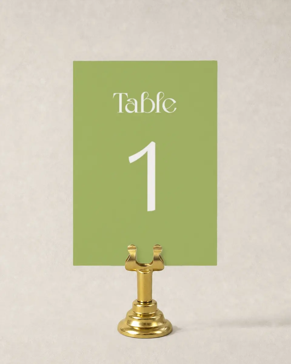 This is a 3½" x 5" Wedding Table Number called The Abigail printed in full color