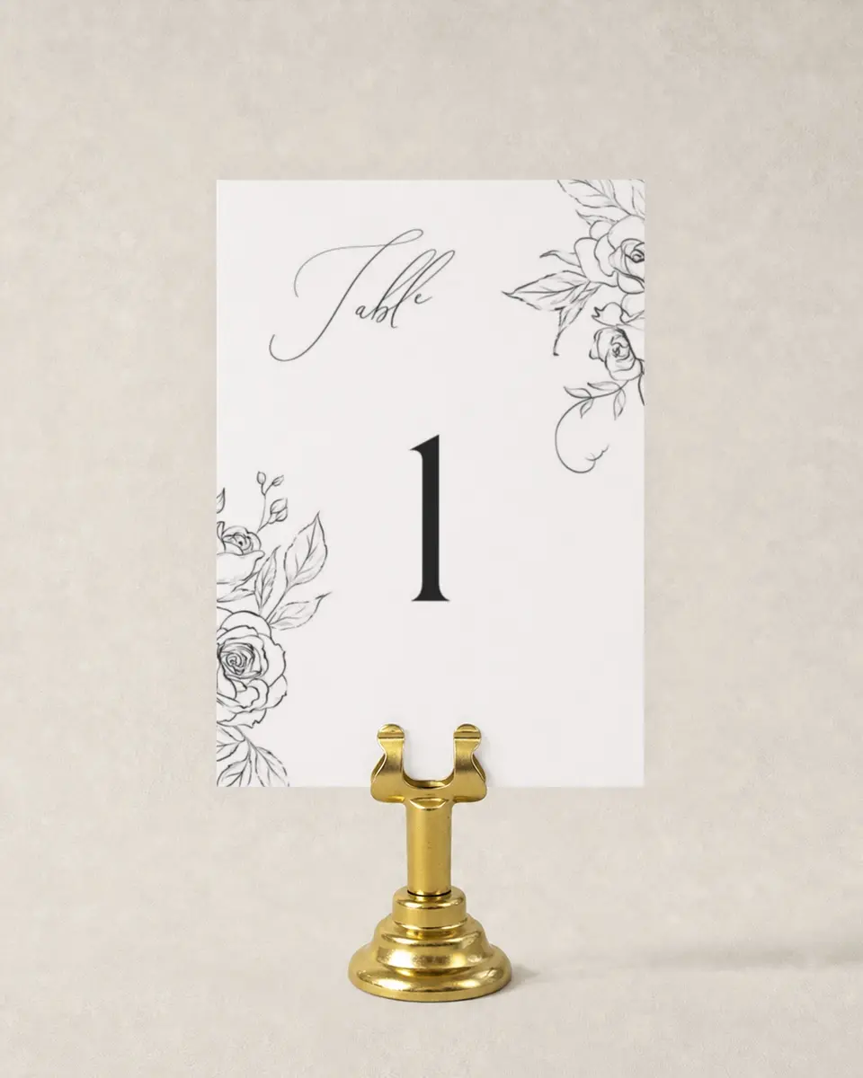 This is a 3½" x 5" Wedding Table Number called The Anabelle printed in full color