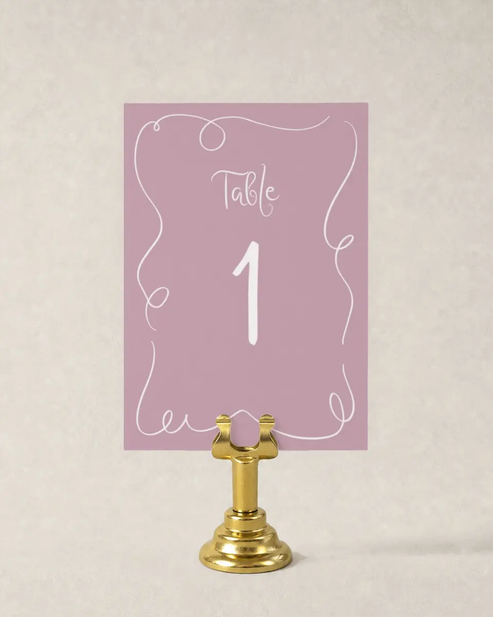 This is a 3½" x 5" Wedding Table Number called The Micayla printed in full color