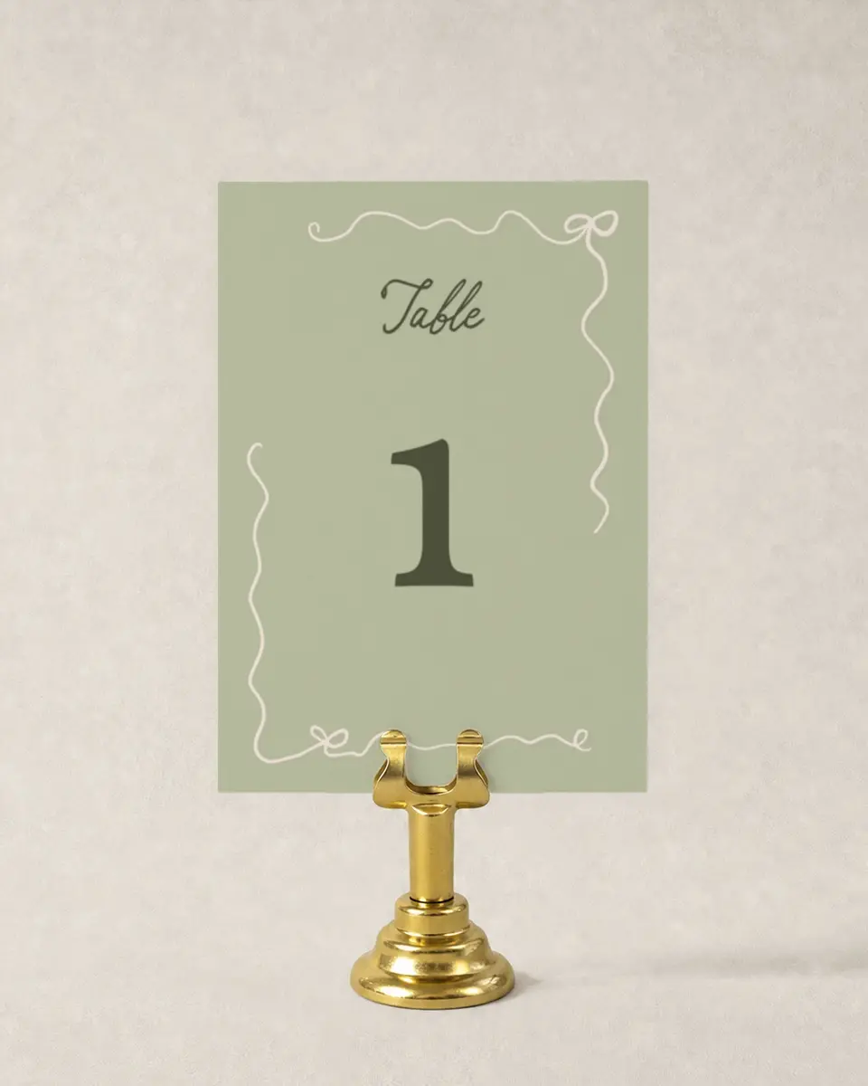 This is a 3½" x 5" Wedding Table Number called The Kennedy printed in full color