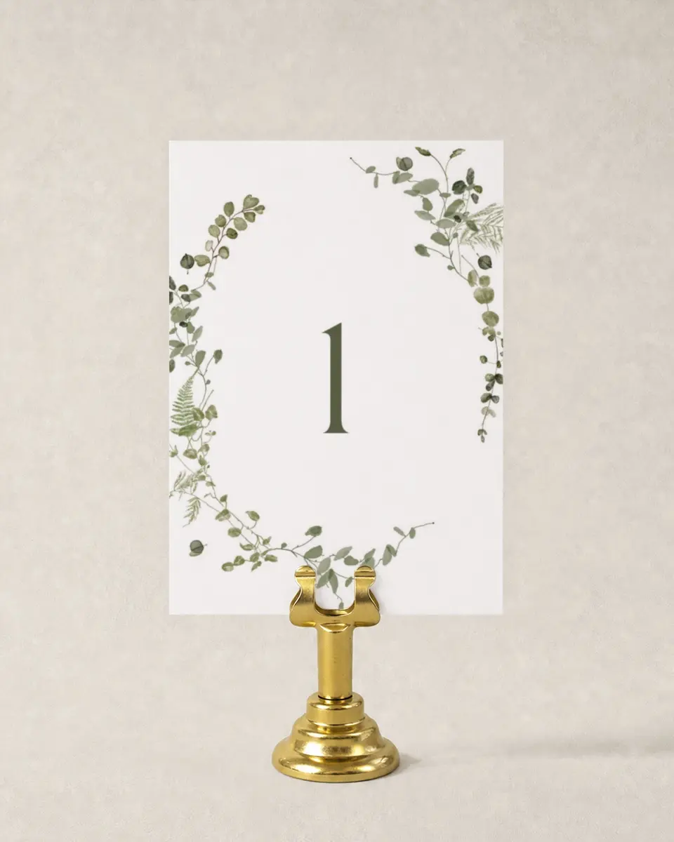 This is a 3½" x 5" Wedding Table Number called The Hailey printed in full color