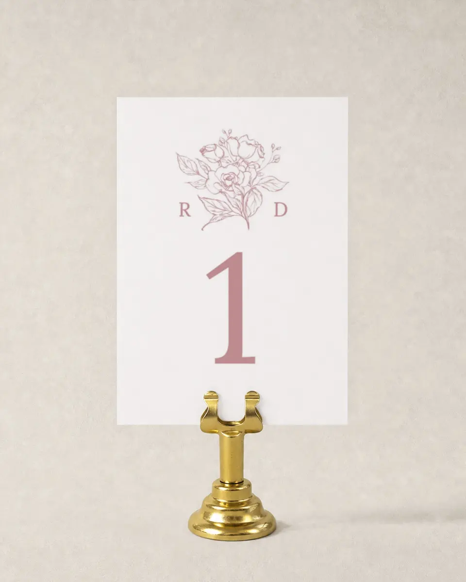 This is a 3½" x 5" Wedding Table Number called Blushing Rose printed in full color