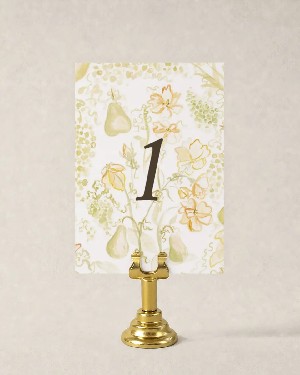 This is a 3½" x 5" Wedding Table Number called Royal Glory printed in full color