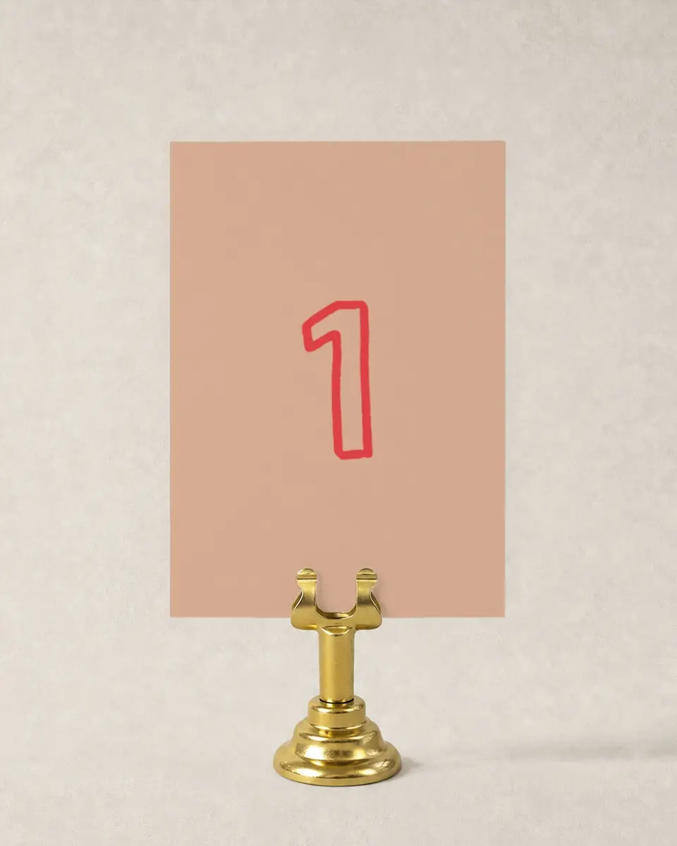 This is a 3½" x 5" Wedding Table Number called Bold & Bright printed in full color
