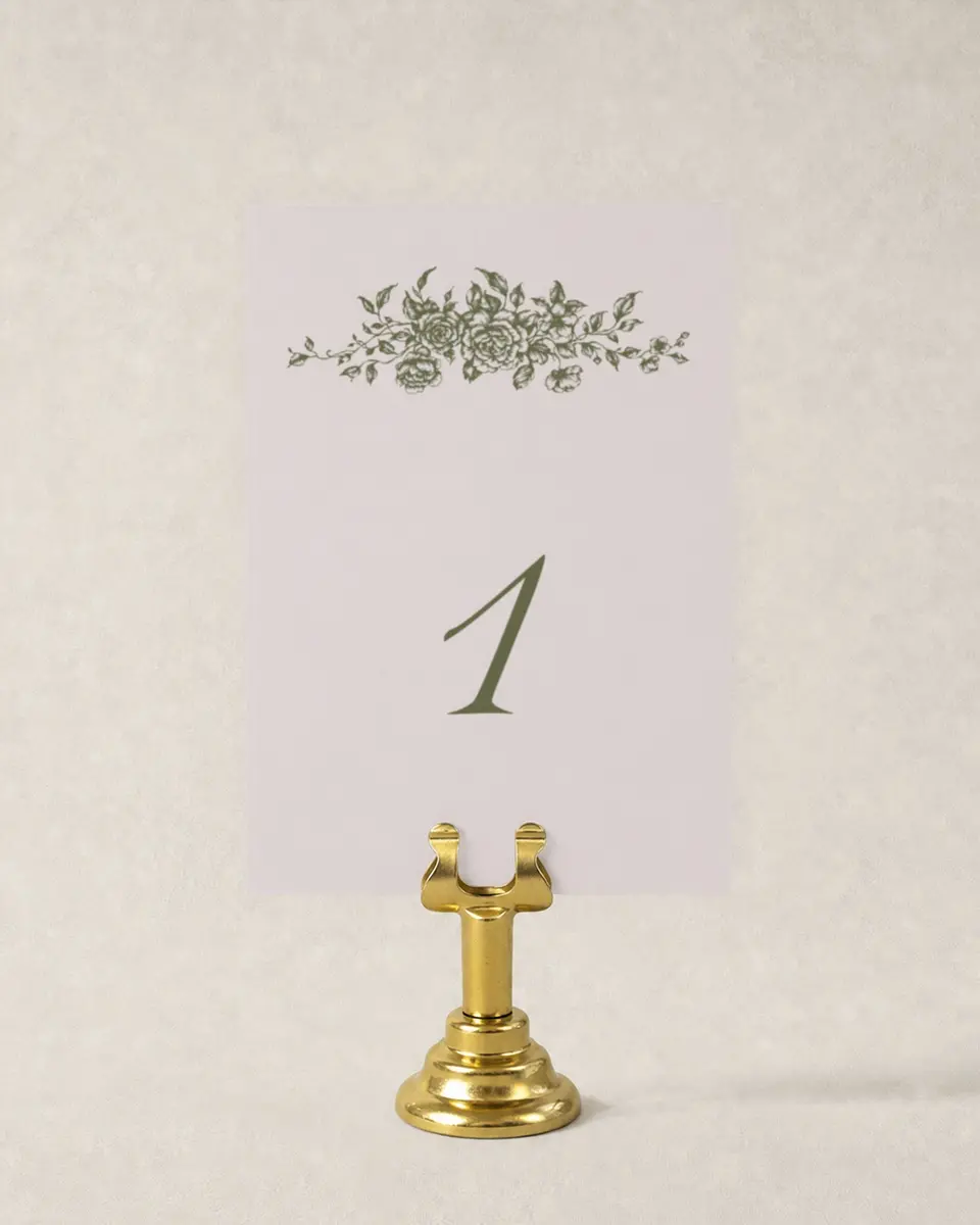 This is a 3½" x 5" Wedding Table Number called Meadow of Merriment printed in full color