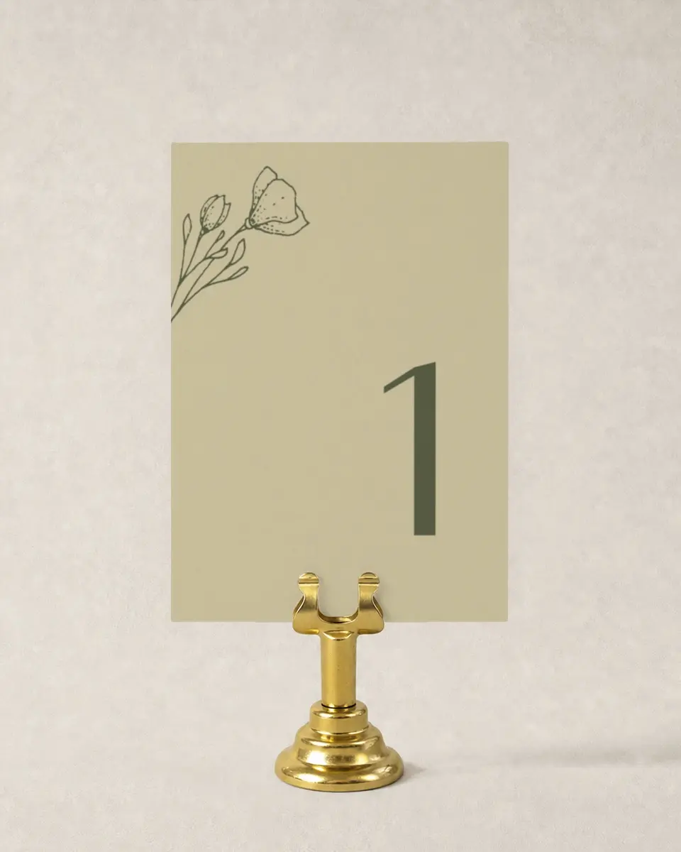 This is a 3½" x 5" Wedding Table Number called Idyllic Love printed in full color