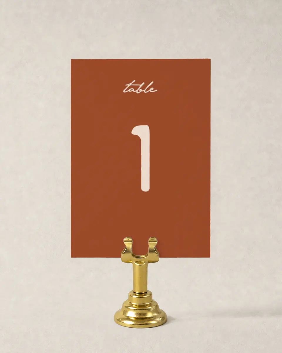 This is a 3½" x 5" Wedding Table Number called Wild at Heart printed in full color