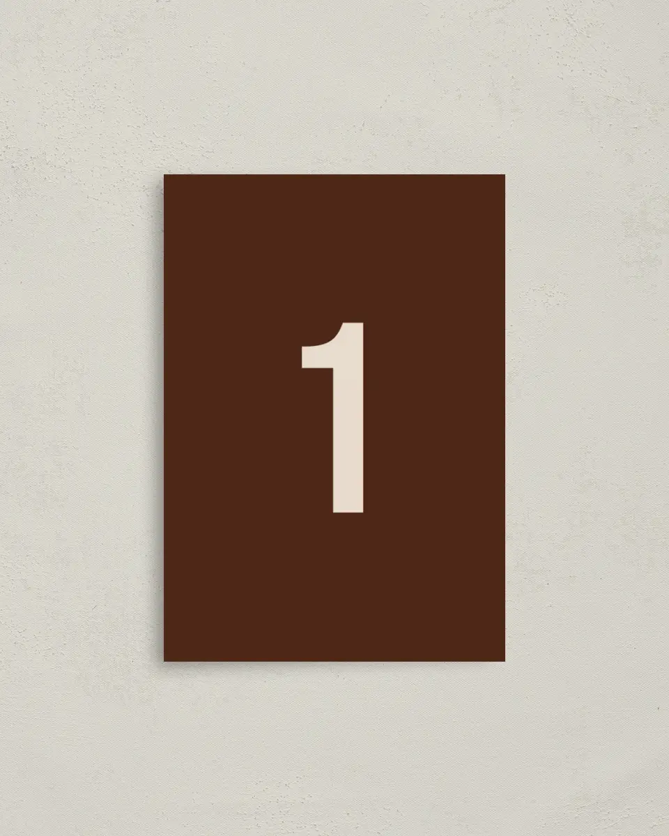 This is a 3½" x 5" Gala Table Number called Urban Essence printed in full color
