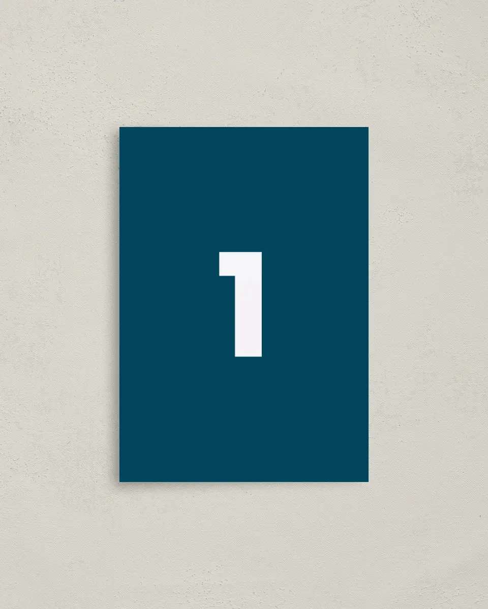 This is a 3½" x 5" Gala Table Number called Circular Focus printed in full color