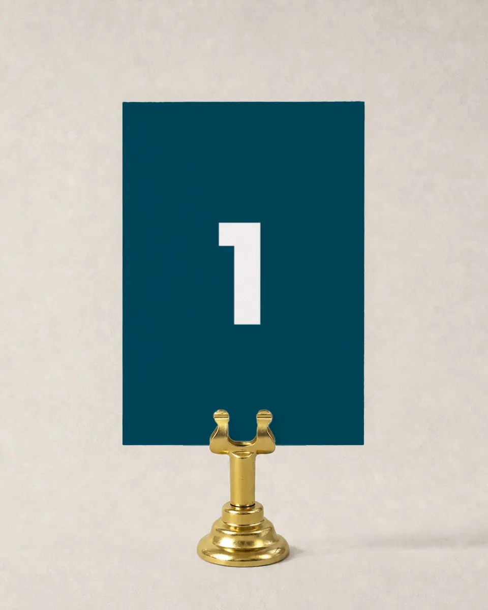 This is a 3½" x 5" Gala Table Number called Circular Focus printed in full color