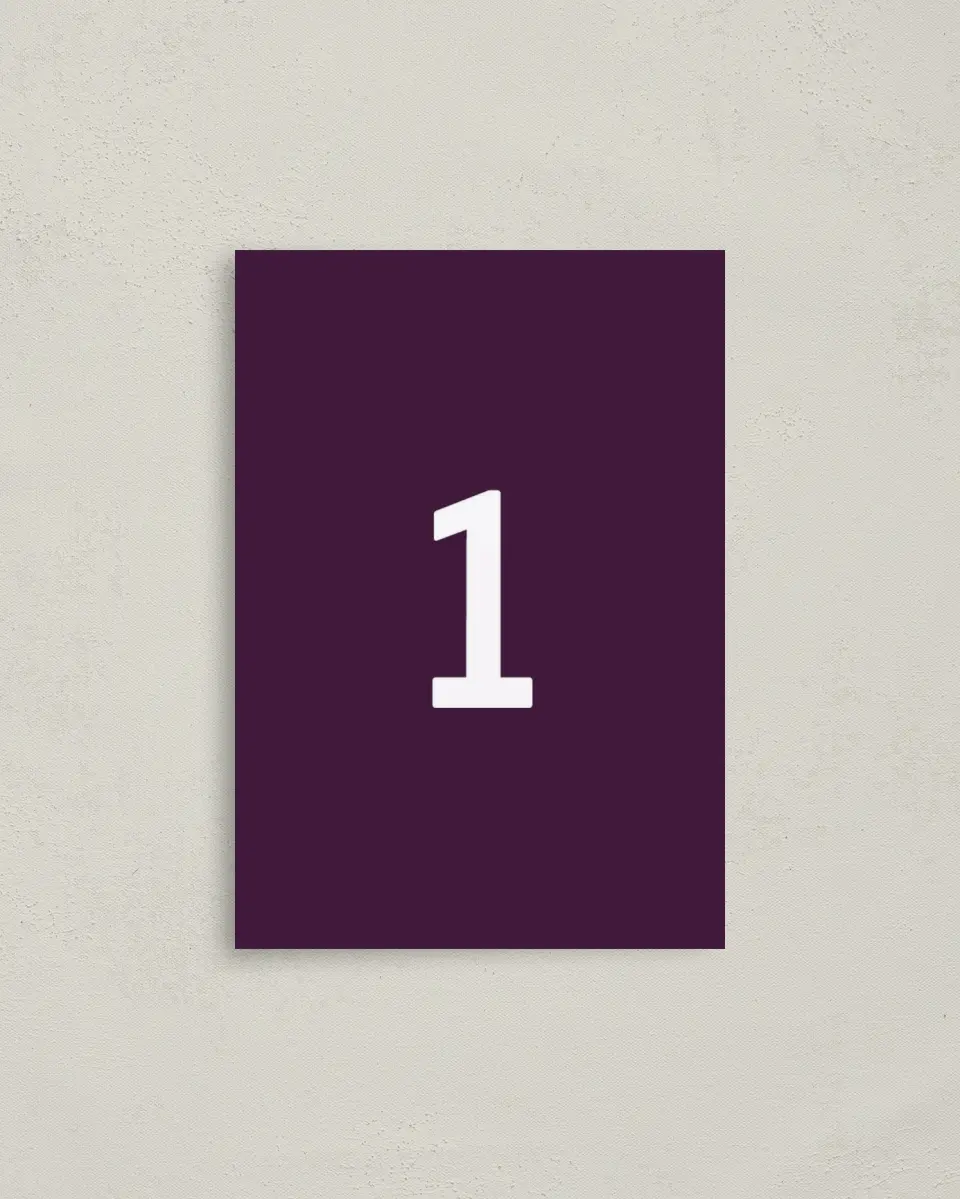 This is a 3½" x 5" Gala Table Number called Sharp Structure printed in full color