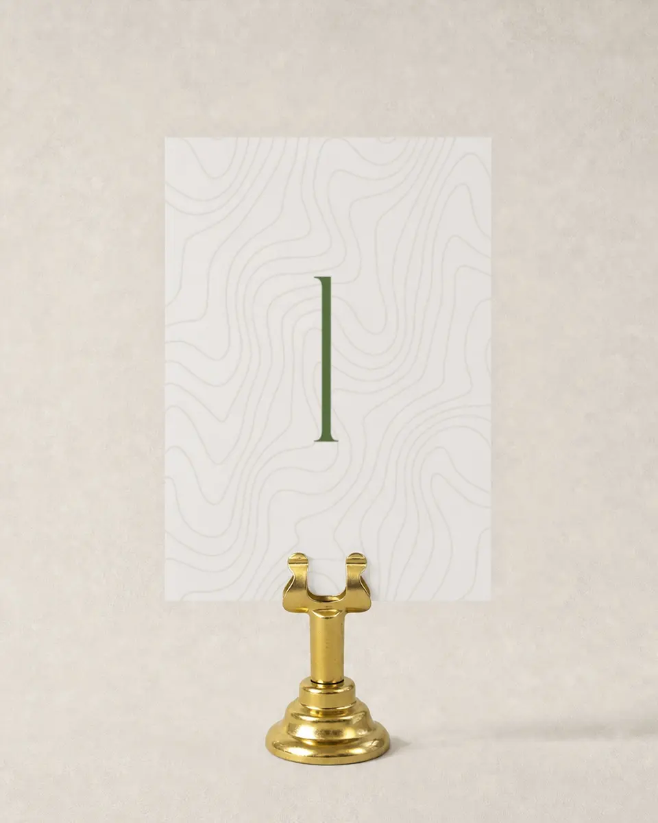 This is a 3½" x 5" Gala Table Number called Contoured Connection printed in full color