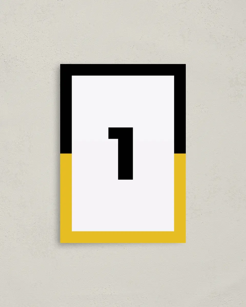 This is a 3½" x 5" Gala Table Number called Bold Framework printed in full color