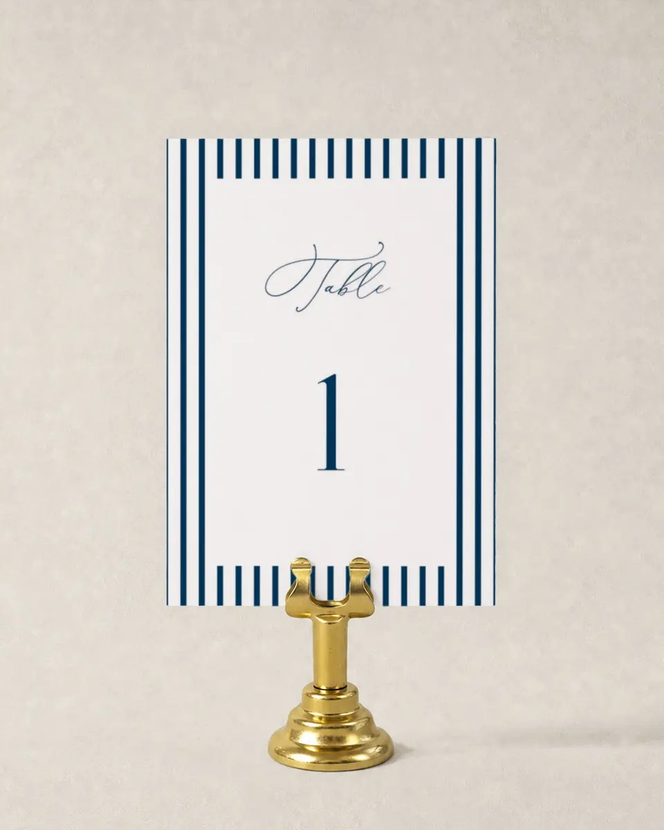 This is a 3½" x 5" Wedding Table Number called The Addison printed in full color
