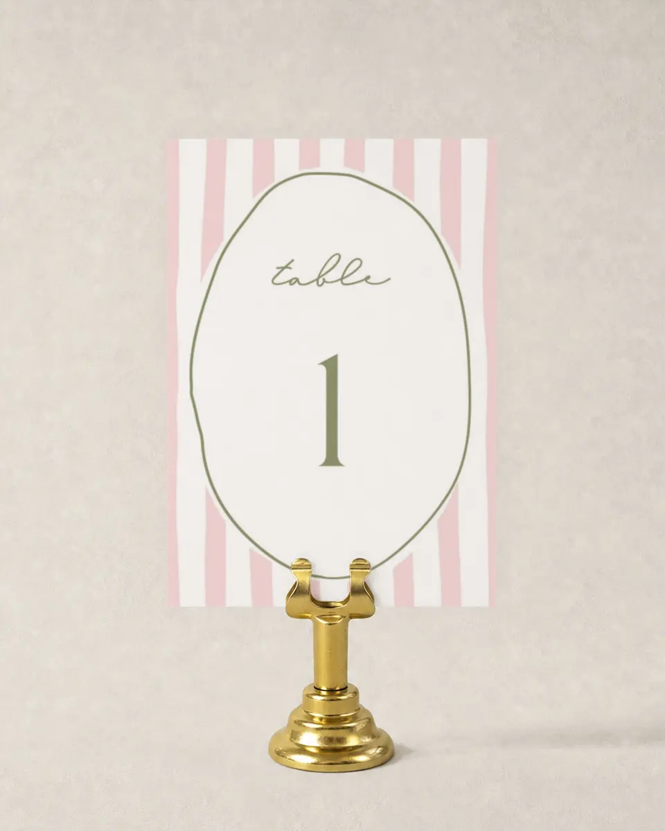 This is a 3½" x 5" Wedding Table Number called The Jolene printed in full color
