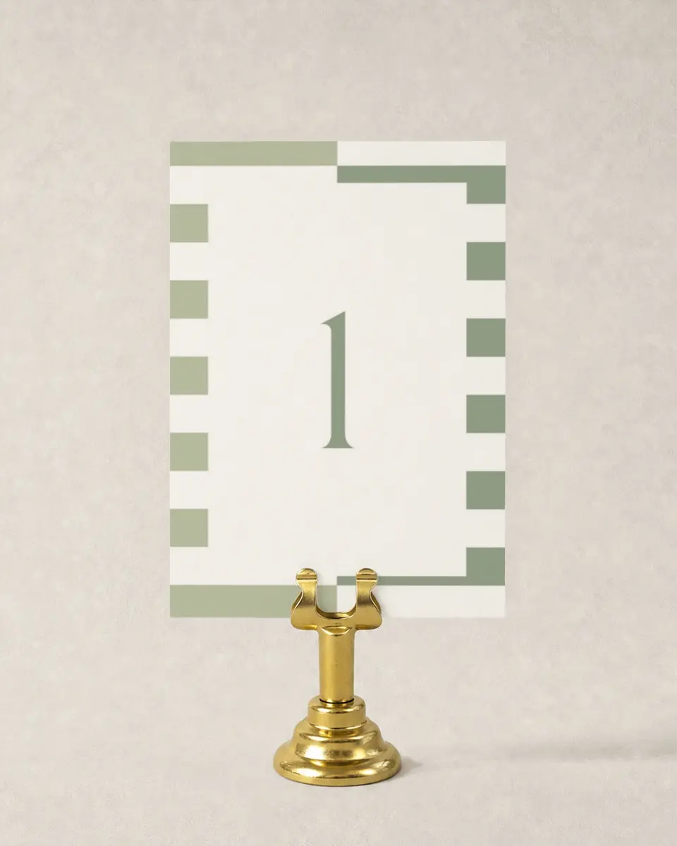 This is a 3½" x 5" Wedding Table Number called The Penelope printed in full color