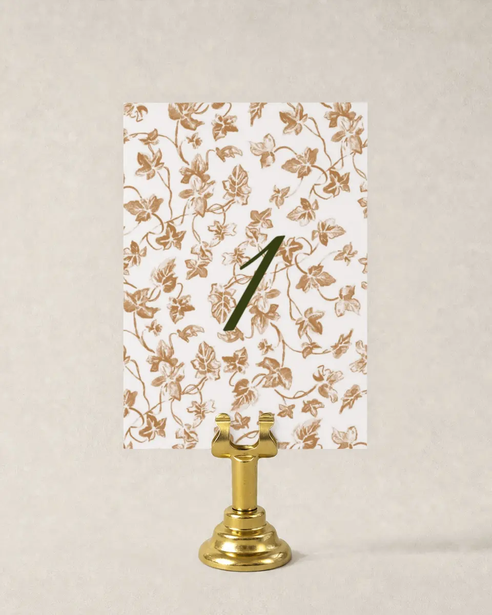 This is a 3½" x 5" Wedding Table Number called Elegant Autumn printed in full color