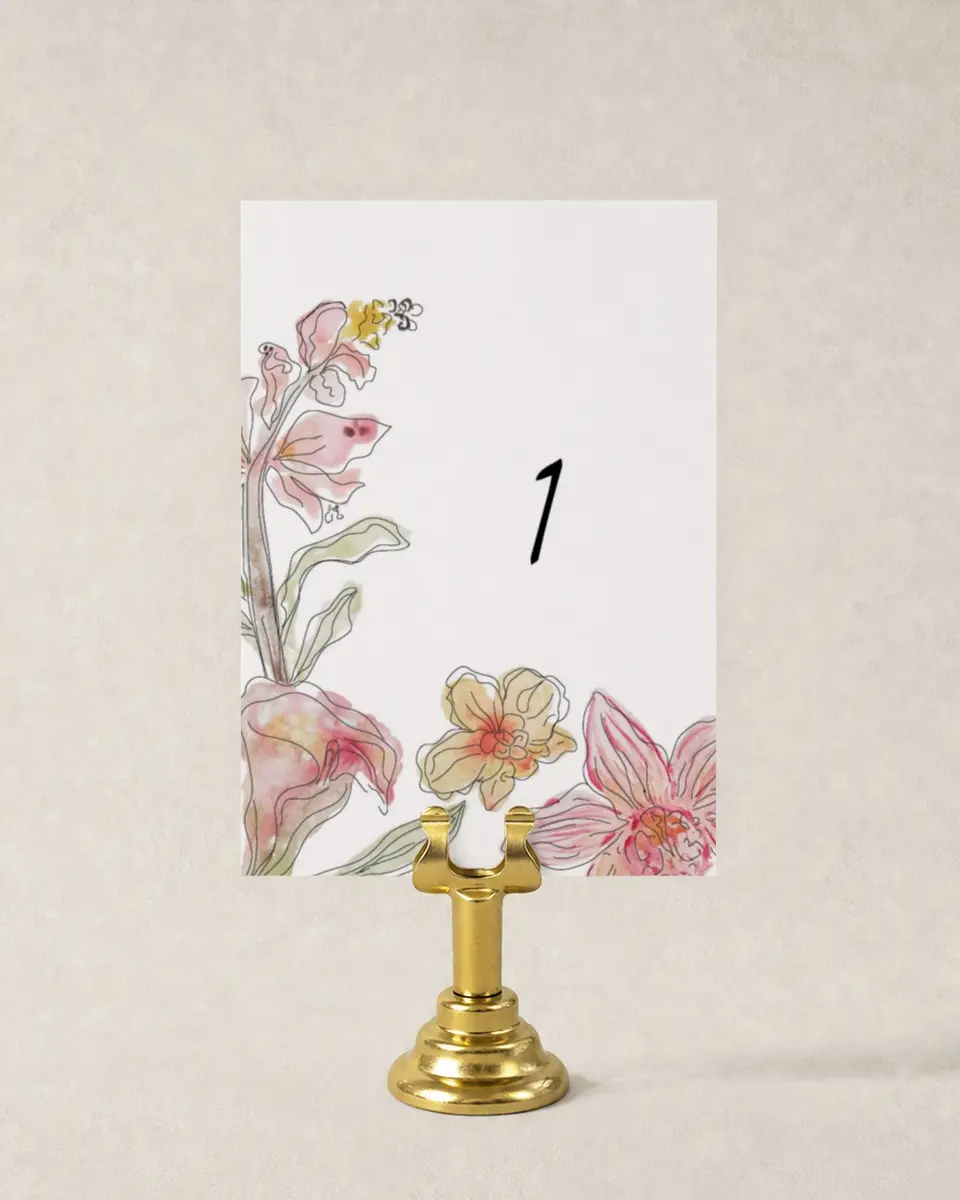This is a 3½" x 5" Wedding Table Number called Forever Bud printed in full color