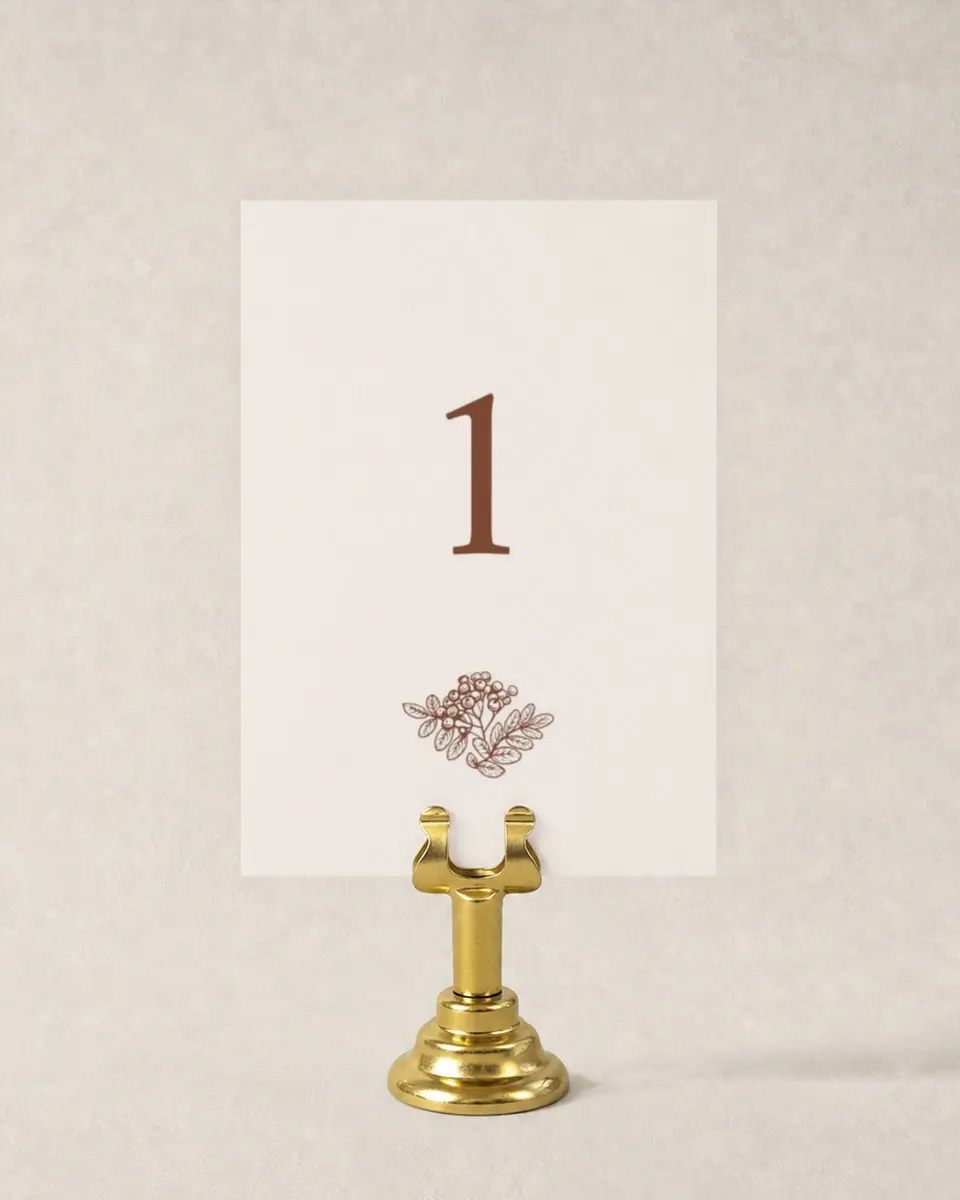 This is a 3½" x 5" Wedding Table Number called Autumn Vow printed in full color