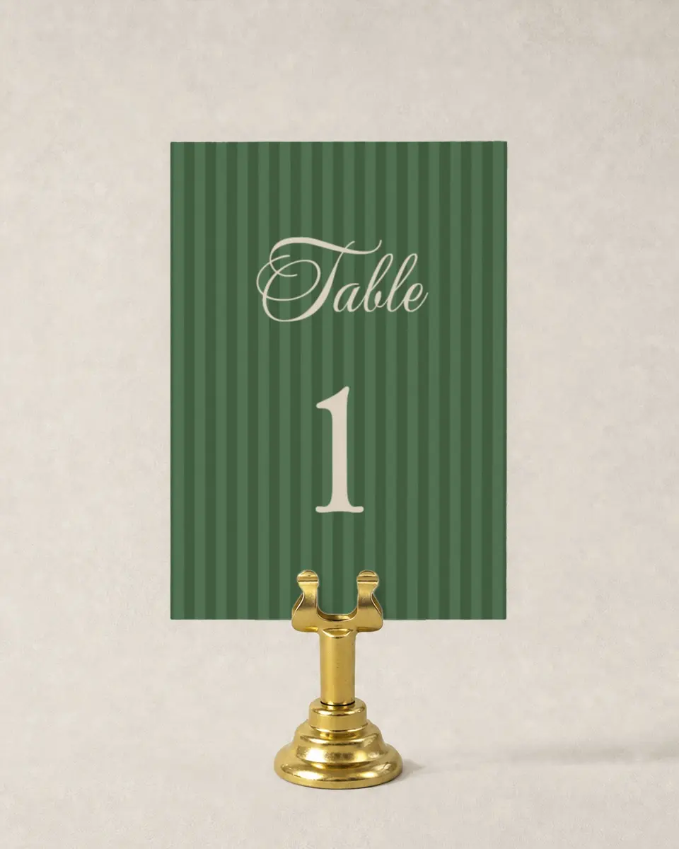This is a 3½" x 5" Wedding Table Number called Warwick printed in full color