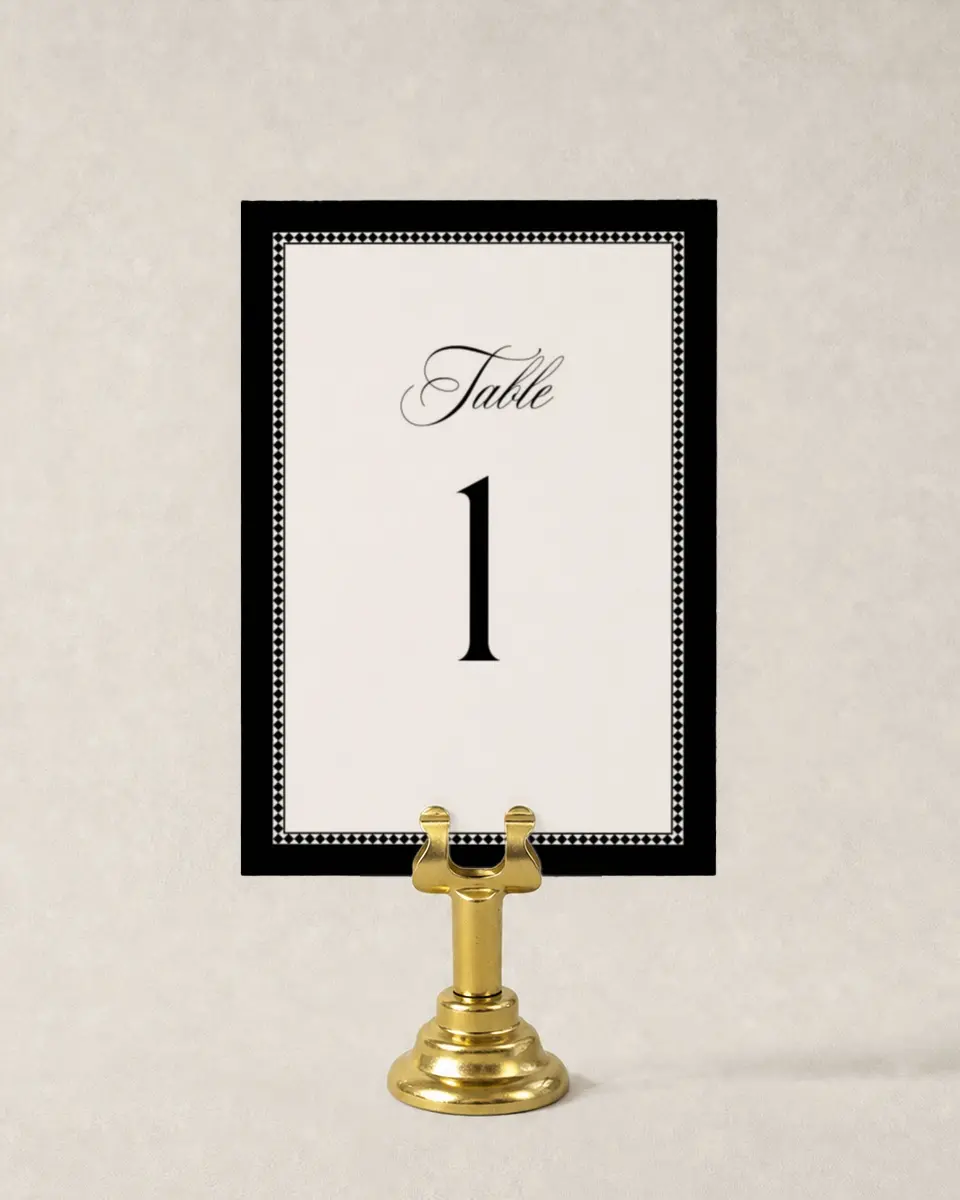 This is a 3½" x 5" Wedding Table Number called Greenwich printed in full color