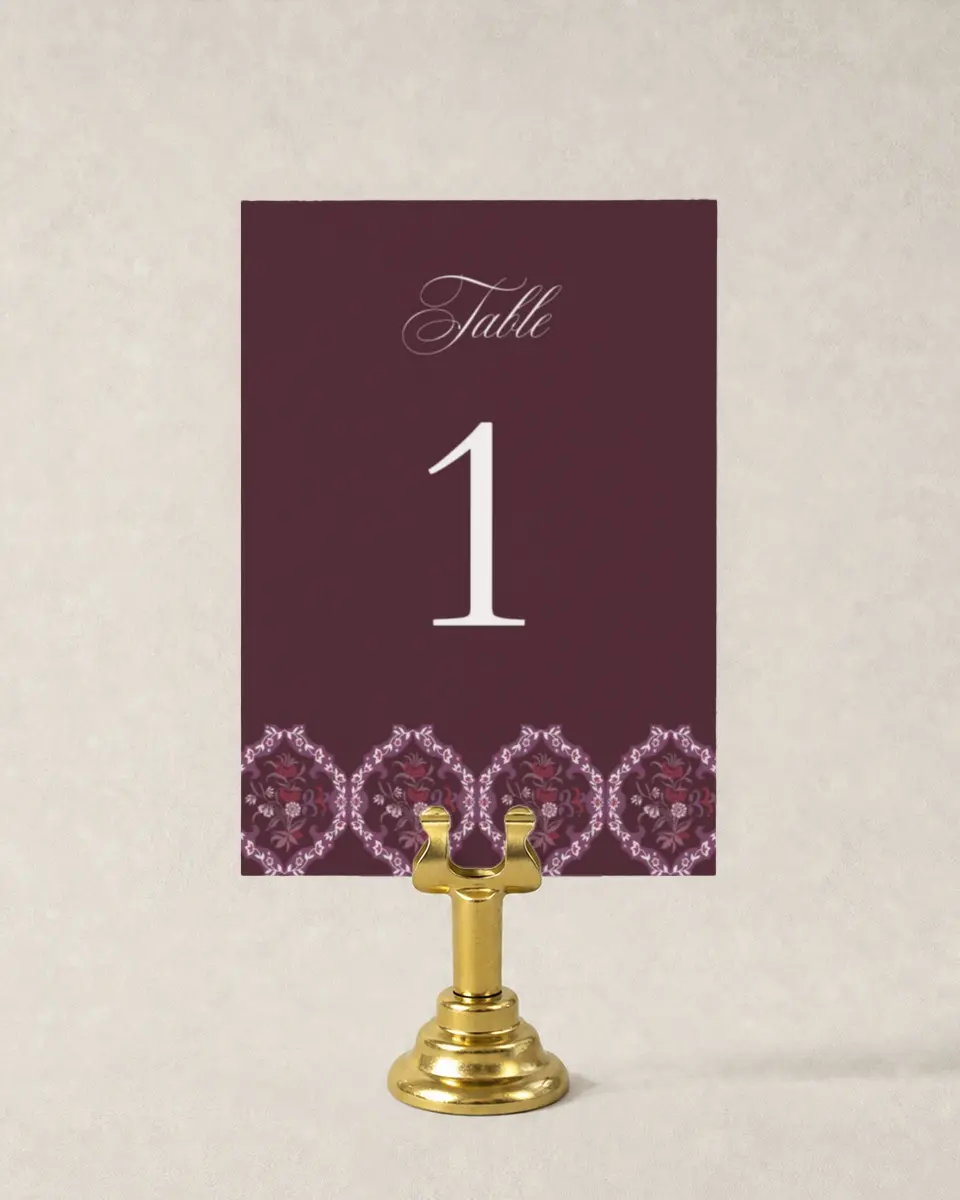 This is a 3½" x 5" Wedding Table Number called Georgetown printed in full color