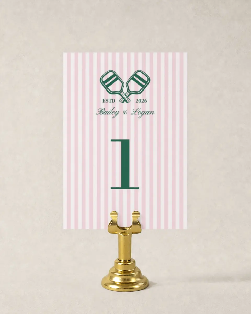 This is a 3½" x 5" Wedding Table Number called Serving Up Forever printed in full color