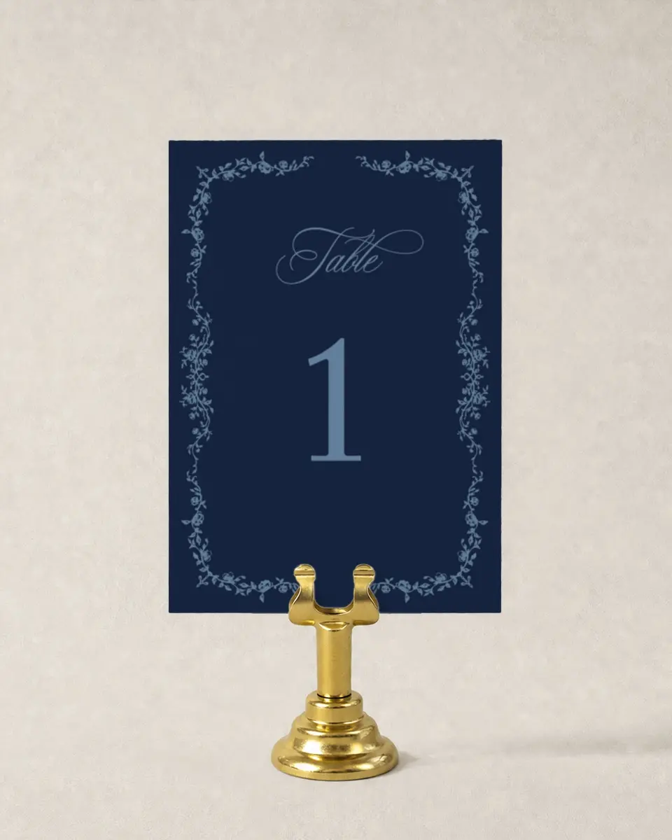 This is a 3½" x 5" Wedding Table Number called Berkeley printed in full color
