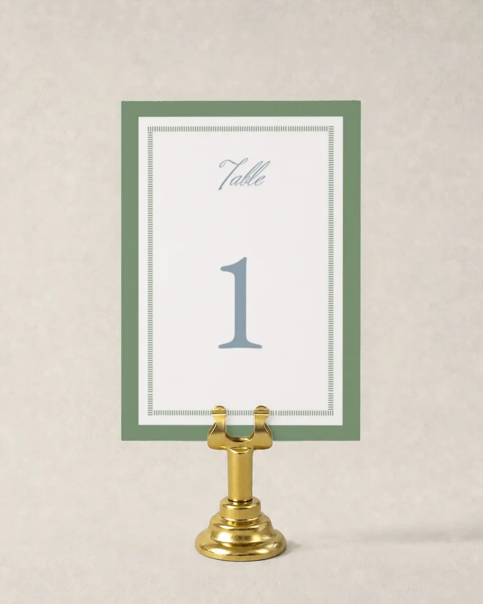 This is a 3½" x 5" Wedding Table Number called Watch Hill printed in full color