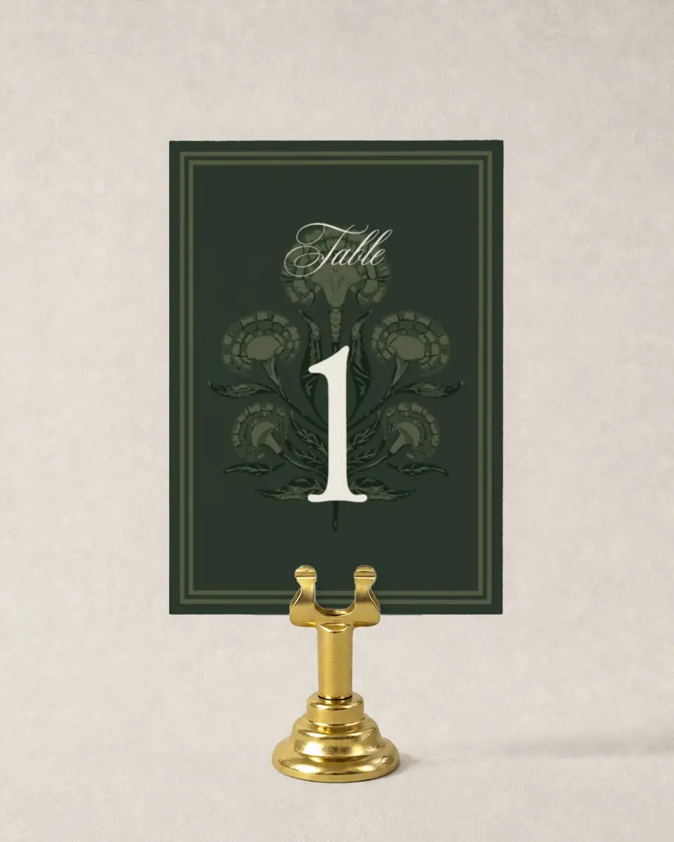This is a 3½" x 5" Wedding Table Number called Hillsborough printed in full color