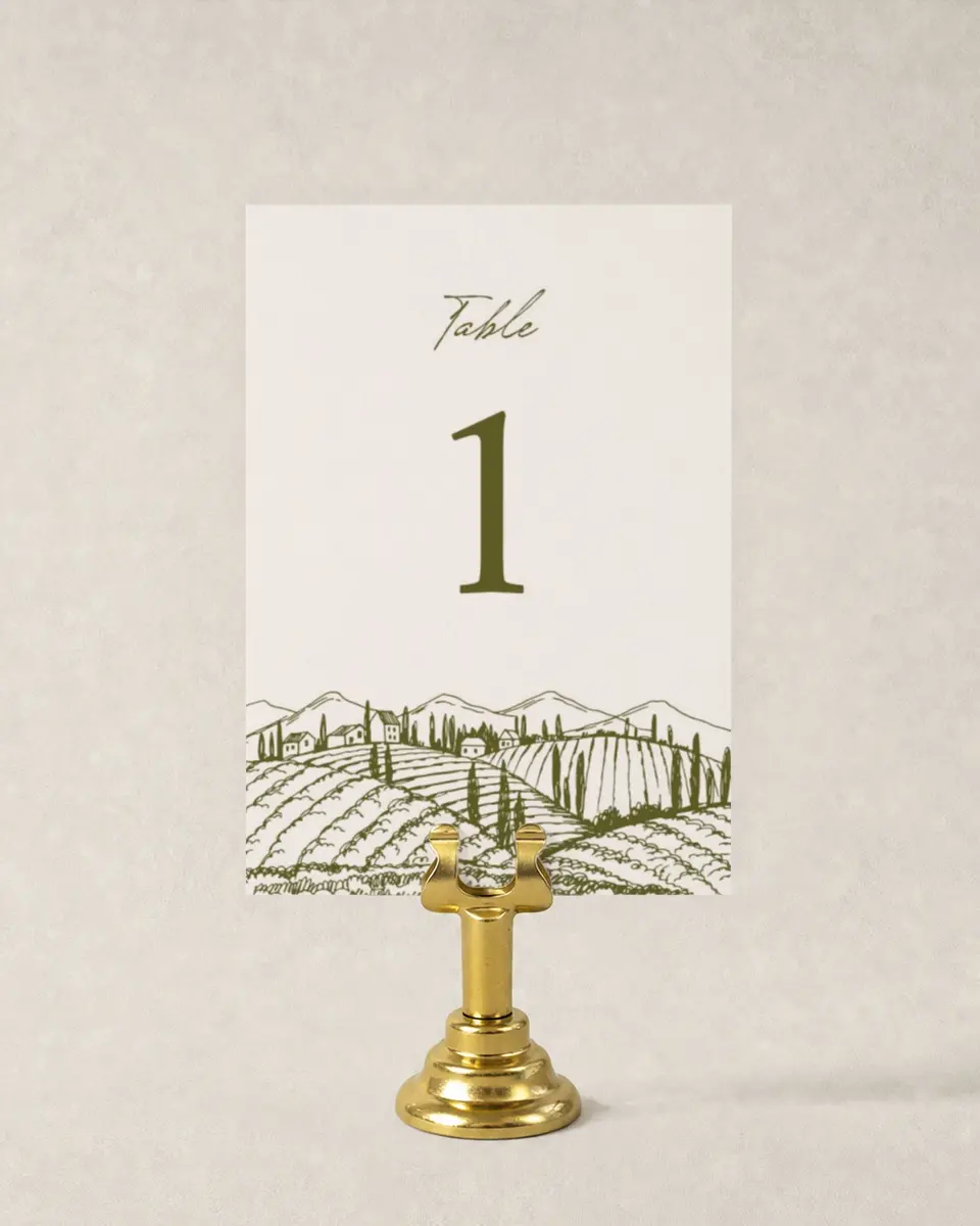 This is a 3½" x 5" Wedding Table Number called Ivyhill printed in full color