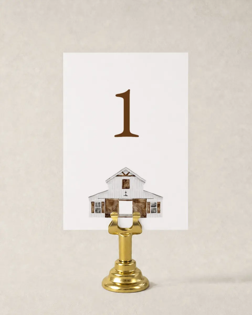 This is a 3½" x 5" Wedding Table Number called Cedarhill Crossing printed in full color