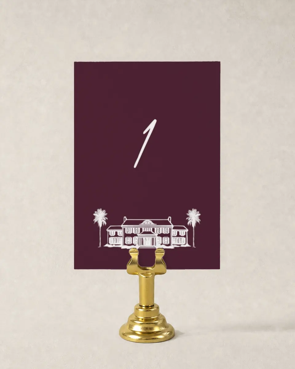 This is a 3½" x 5" Wedding Table Number called The Wilclift printed in full color