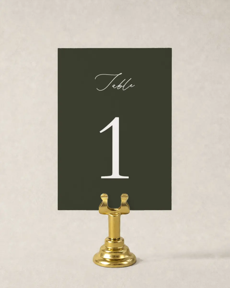 This is a 3½" x 5" Wedding Table Number called Willowmere printed in full color