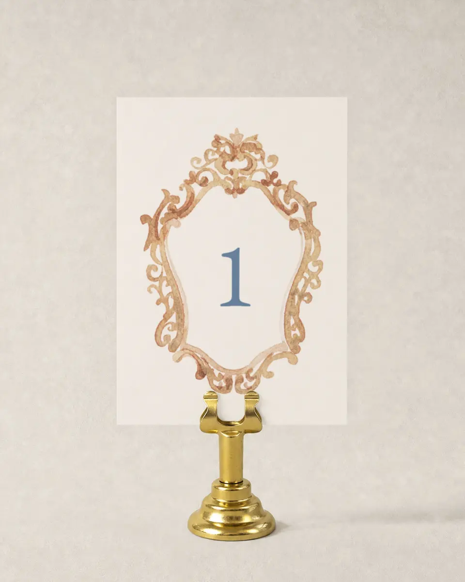 This is a 3½" x 5" Wedding Table Number called Rosewood printed in full color