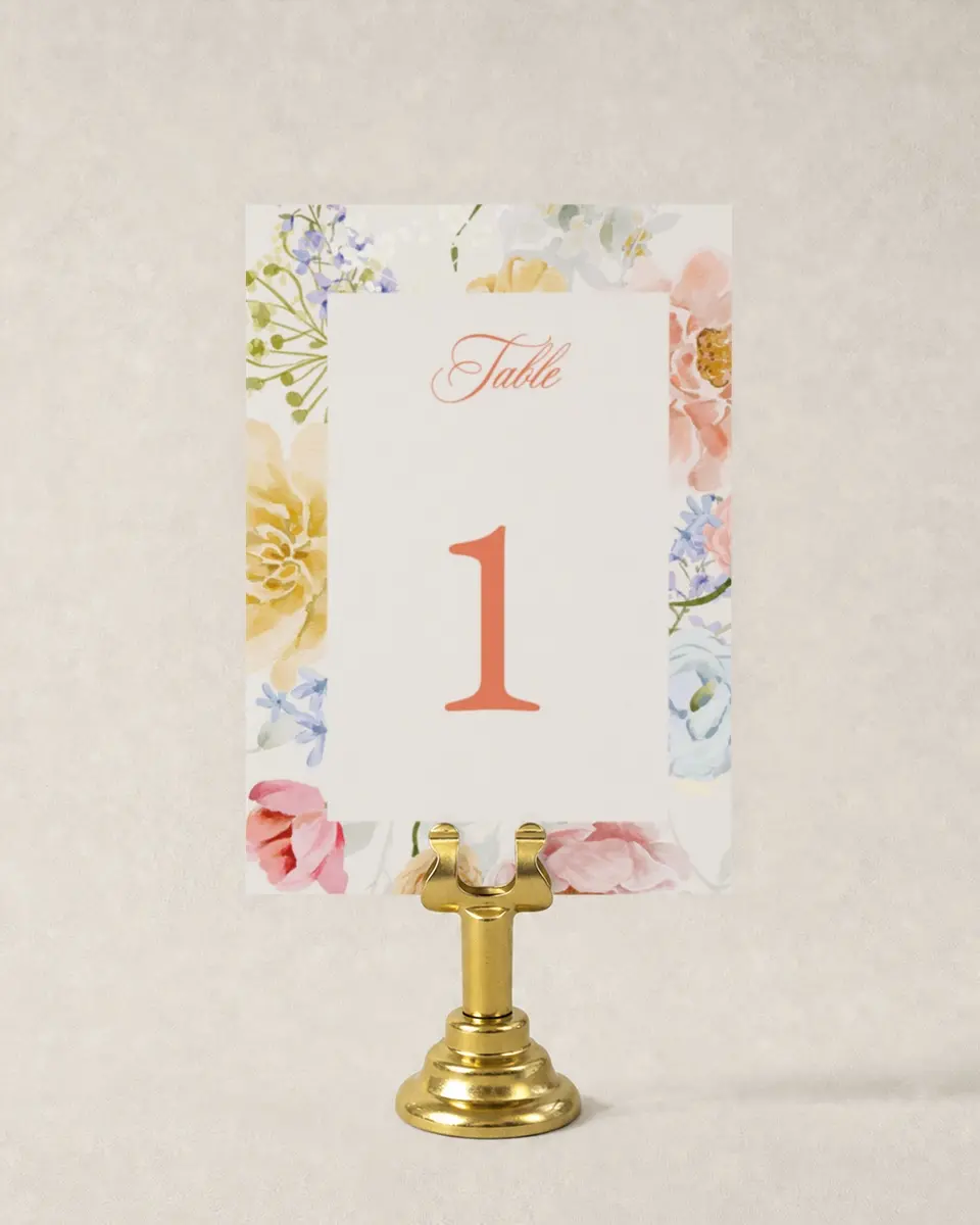 This is a 3½" x 5" Wedding Table Number called Forever Favorite printed in full color