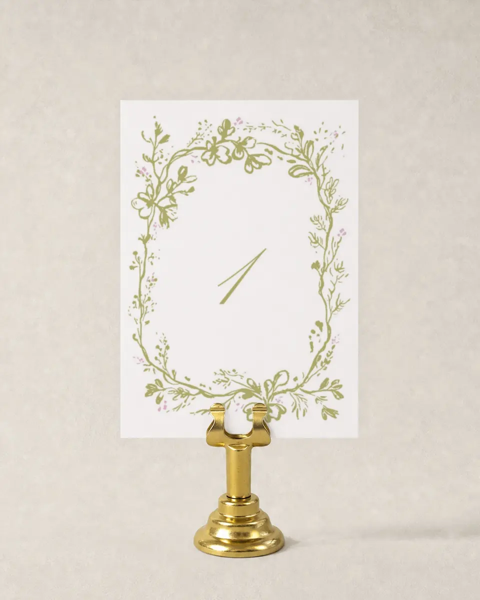 This is a 3½" x 5" Wedding Table Number called Evening in Bloom printed in full color