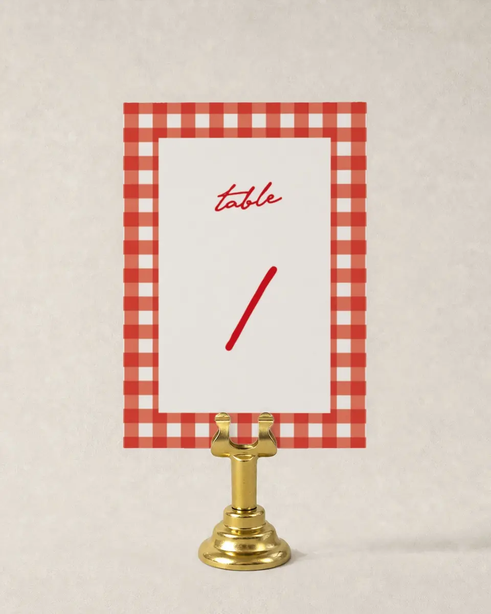 This is a 3½" x 5" Wedding Table Number called With All Our Love printed in full color