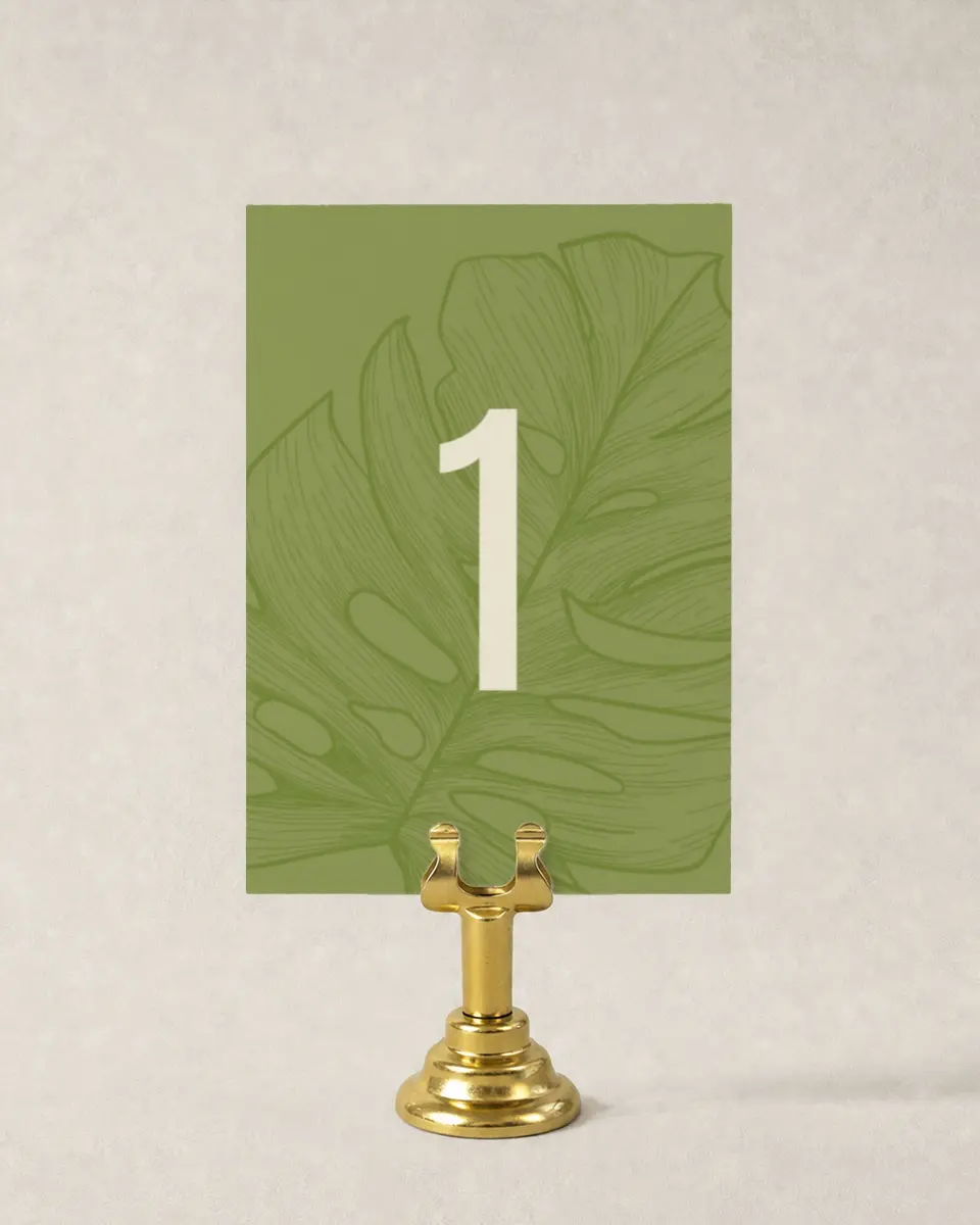 This is a 3½" x 5" Wedding Table Number called Zephyr printed in full color