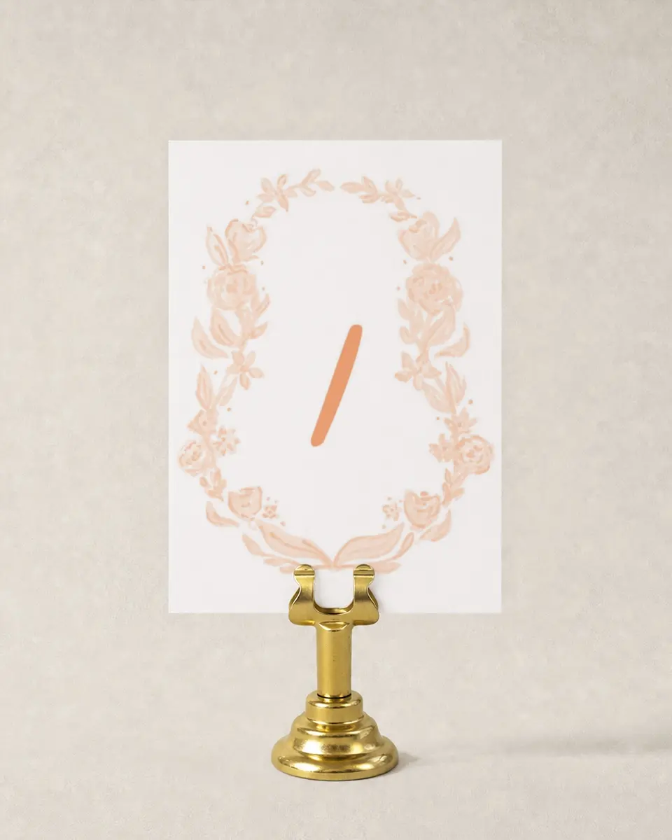 This is a 3½" x 5" Wedding Table Number called Ever After Blooms printed in full color