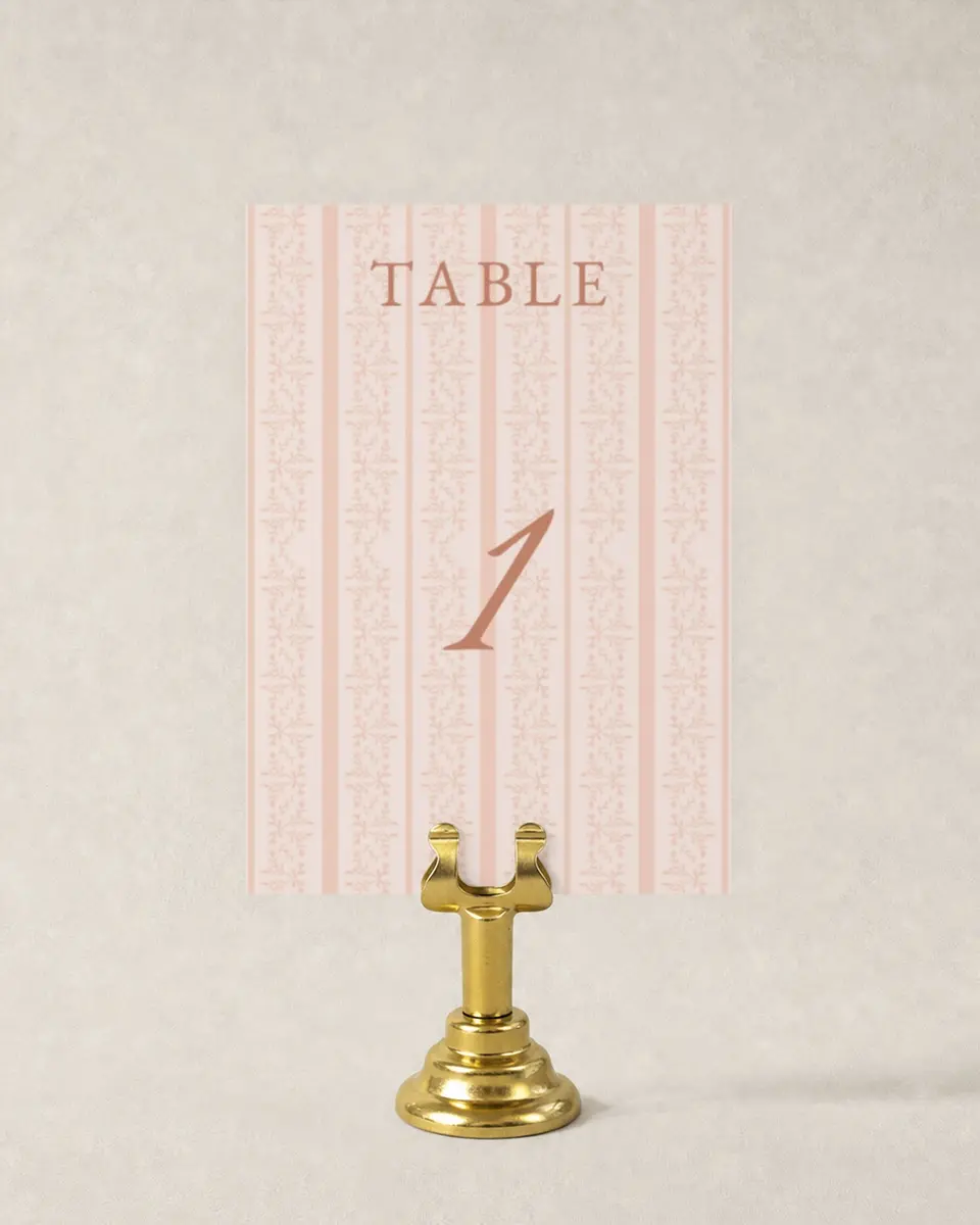 This is a 3½" x 5" Wedding Table Number called Patterned Love printed in full color