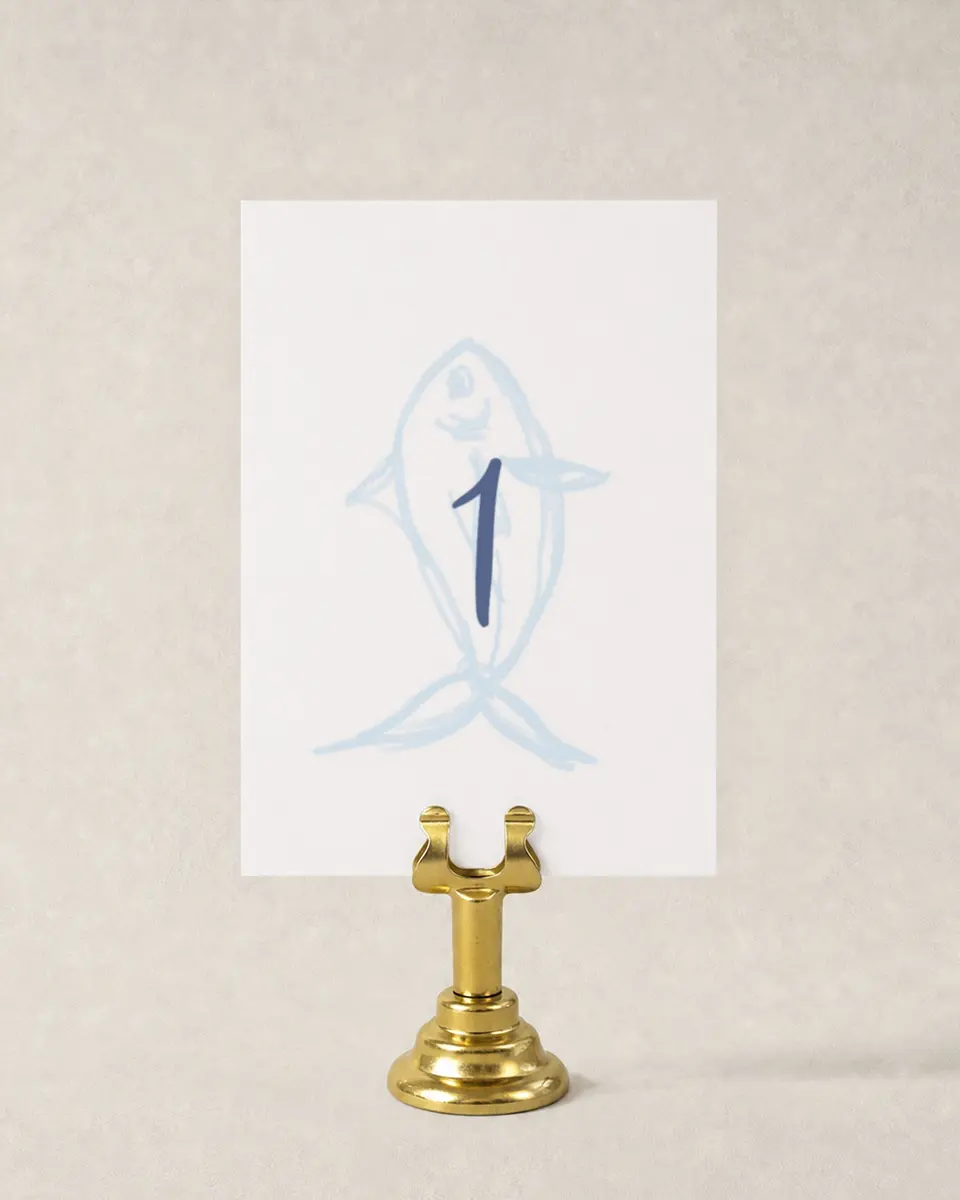 This is a 3½" x 5" Wedding Table Number called Love by the Sea printed in full color