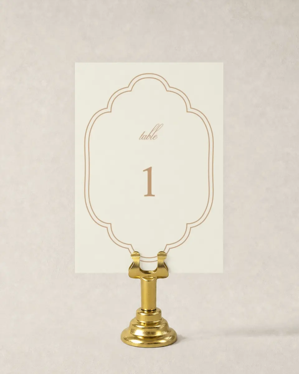 This is a 3½" x 5" Wedding Table Number called Beaded Veil printed in full color