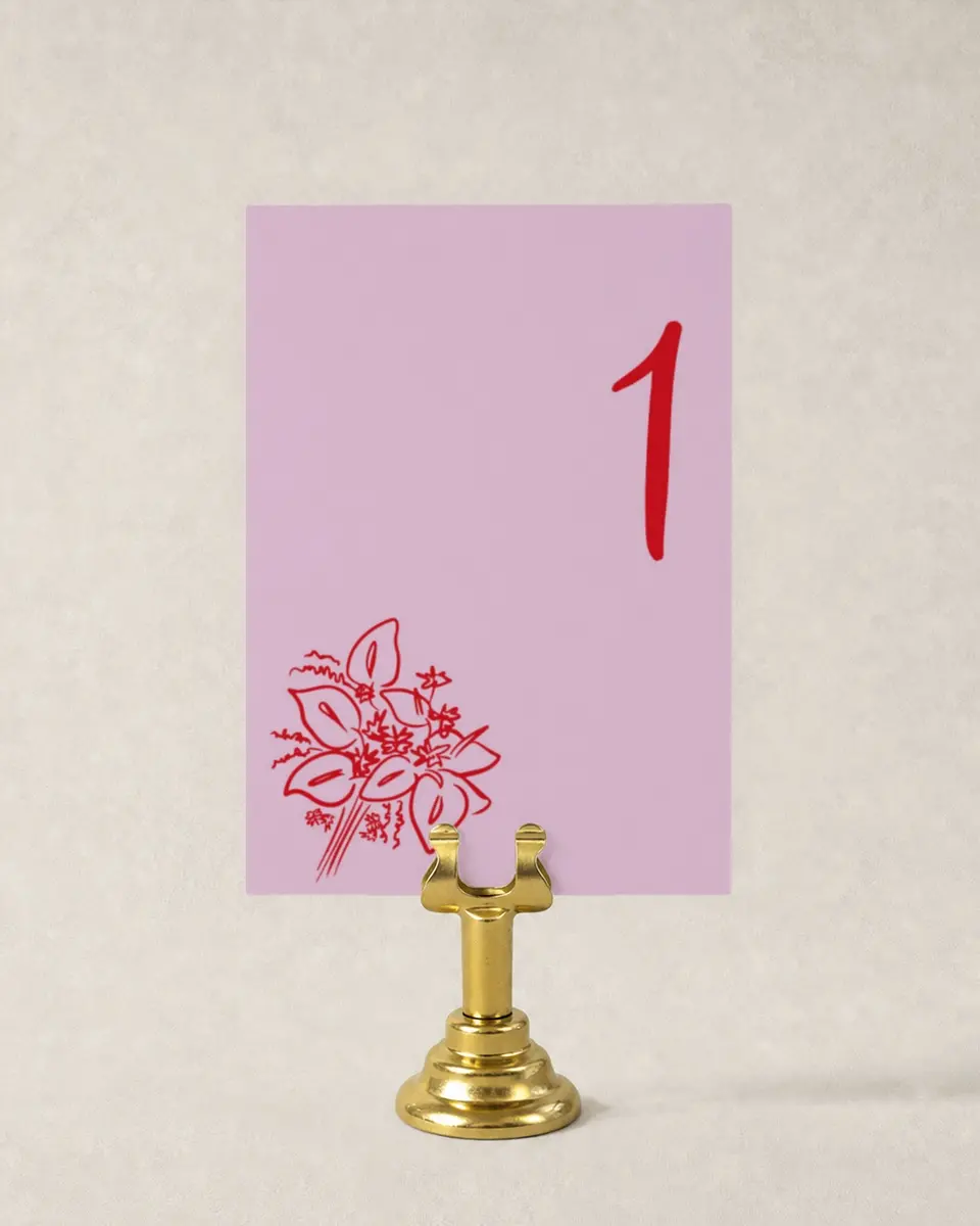This is a 3½" x 5" Wedding Table Number called Flourishing Love printed in full color