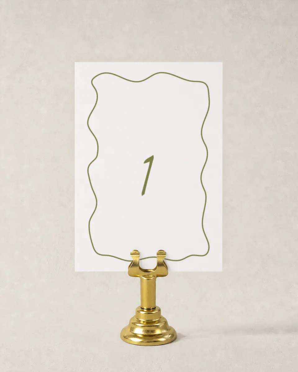 This is a 3½" x 5" Wedding Table Number called Soft Garden Vows printed in full color