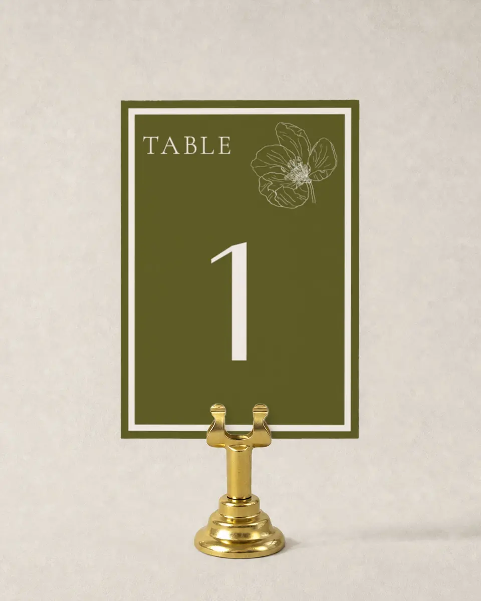 This is a 3½" x 5" Wedding Table Number called Delicate Love printed in full color